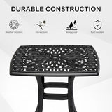 VINGLI 21" Cast Aluminum Outdoor Side Table with Umbrella Hole, All Weather Patio Side Table Bistro Table for Balcony - Photo 5