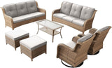 Rilyson Patio Furniture Swivel Chairs Set - 7 PC Wicker Rattan Outdoor Sectional Conversation Sets with 2 Rocking Chairs - Photo 1