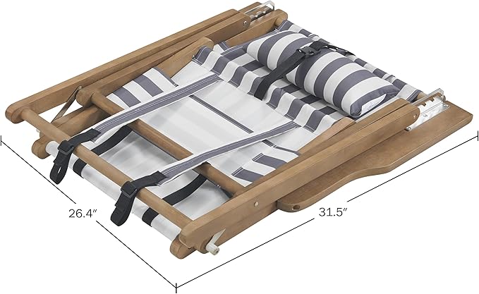 Lavish Home Beach Chair - Outdoor Weather-Resistant Wood Folding Chair with Backpack Straps - 4-Position Reclining Seat - Photo 7