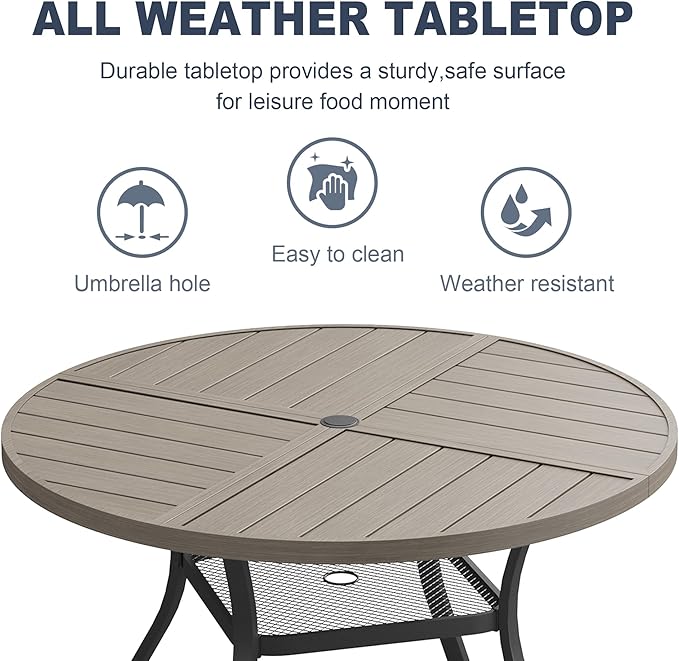 VICLLAX 40.6" Round Patio Dining Table for 4 - Photo 9