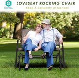 Outdoor Swing Glider Chair for 2 Persons, Rocking Seating Patio Bench w/Coated Steel Frame, Patio Loveseat for Backyard - Photo 7