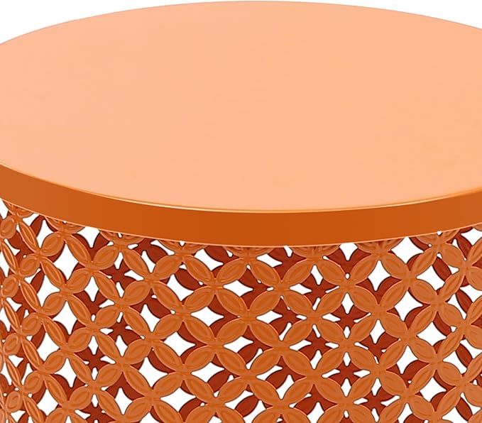 2PCS Outdoor Side Table, Heavy Duty Metal Frame Side Table Decorative Garden Stool Modern End Table Round Coffee Table - Photo 8