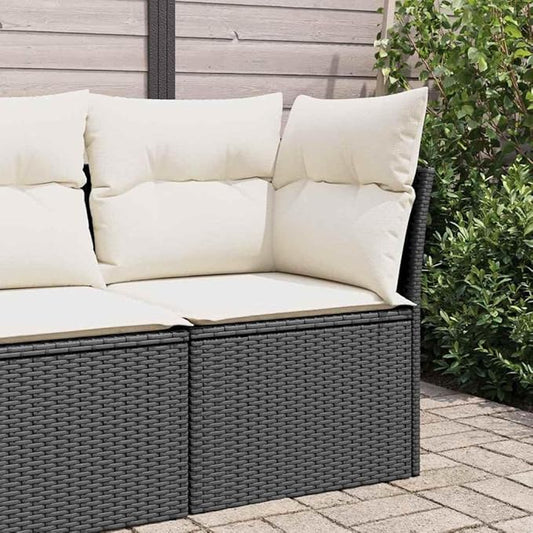 Modular Outdoor Garden Sofa with Removable Zippered Cover in Black and Cream White, Durable Powder-Coated Metal Frame for Patio Balcony