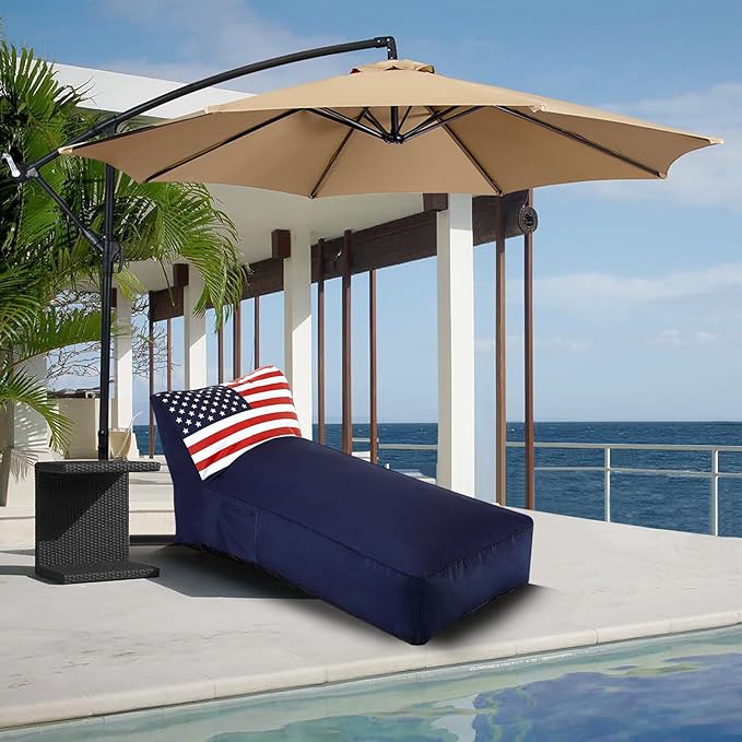Outdoor Chaise Lounge Chair, Sunbed UV Resistant American Flag Sofa Couch Patio Waterproof Outside Sunlounge Reclining - Photo 1