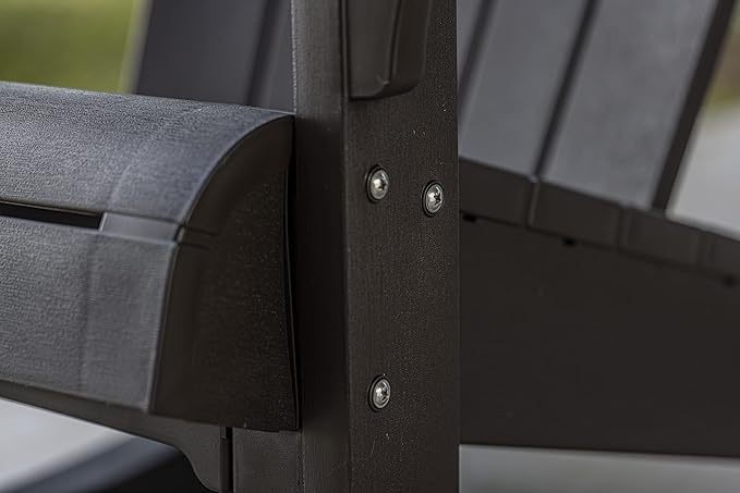 Keter Adirondack Rocker Resin Outdoor Furniture Patio Chair -Perfect for Porch, Pool, and Fire Pit Seating, Dark Grey