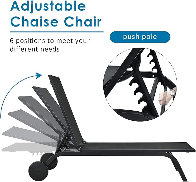 Tangkula Outdoor Aluminum Chaise Lounge, Patio Lounge Recliner Chair w/6 Adjustable Backrest - Photo 5