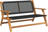 Xhnifben Outdoor Acacia Wood Garden Bench 48x31x29 in, Modern Black Patio Seat for Deck Balcony Porch Poolside - Photo 1