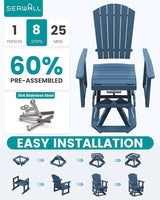 SERWALL Adirondack Swivel Glider Chair, HDPE Patio Glider Set of 2, All-Weather Glider Chair for Porch, Balcony - Photo 8