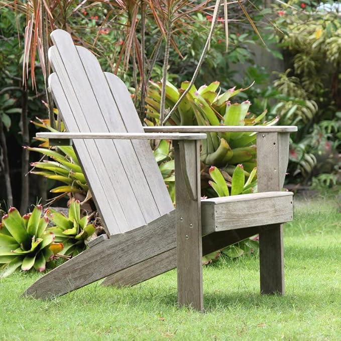 Cambridge Casual Arie Outdoor Teak Wood Adirondack Chair,/Weathered Gray - Photo 1