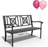 YLGJ&TIDY 50 Inches Garden Benches for Outdoor Patio Bench with Pattern Backrest Armrest Weatherproof Park Benches - Photo 3
