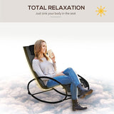 Outsunny Pool Lounger, Outdoor Rocking Lounge Chair for Sunbathing, Pool, Beach, Porch with Pillow & Cool Mesh - Photo 7