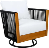 Christopher Knight Home Gunar Outdoor Metal & Acacia Wood Frame Swivel Accent Chair with Cushion - Photo 8