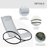 Outsunny Pool Lounger, Outdoor Rocking Lounge Chair for Sunbathing, Pool, Beach, Porch with Pillow and Cool Mesh - Photo 5