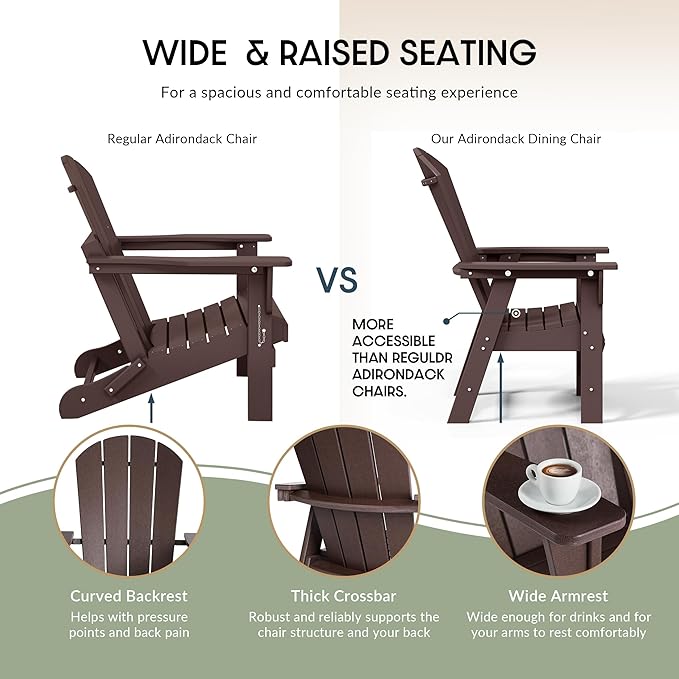 WestinTrends Malibu Outdoor Patio HDPE Plastic Adirondack Dining Chair Dark Brown