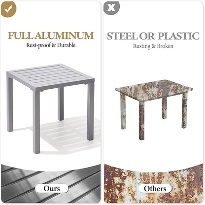Crestlive Products Aluminum Outdoor Side Table Set of 2, Pool Lounge Chair Side Table, Weather Resistant Small Square Coffee End Table for Patio, Yard, Garden, Porch, Deck, Outdoor