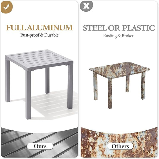 Crestlive Products Aluminum Outdoor Side Table Set of 2, Pool Lounge Chair Side Table, Weather Resistant Small Square Coffee End Table for Patio, Yard, Garden, Porch, Deck, Outdoor