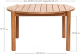 LuxenHome Outdoor Coffee Table, 32 Inch Natural Solid Wood Round Coffee Table - Photo 2