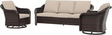 3 Piece Patio Wicker Conversation Set, All-Weather Use Outdoor Wicker Sofa with 2 PE Rattan 360 Swivel Chair - Photo 1