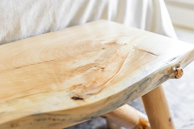 SRL Rustic Logwerks Indoor Bench — Pine & Cedar Wood Bench — Front Porch Decor — Live Edge Small Bench for Entryway, Garden & More — Handcrafted Wooden Bench — Rustic Furniture (48”, Indoor Clear)