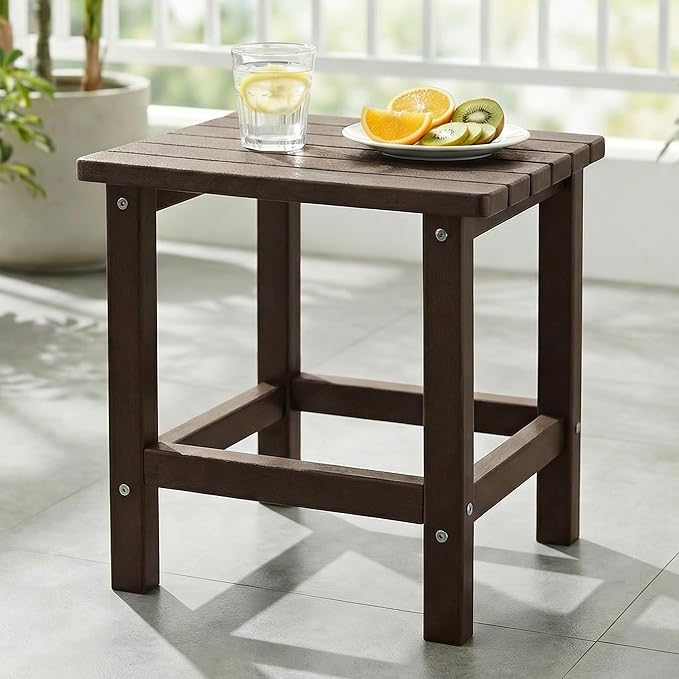 PASAMIC Adirondack Square Outdoor Side Table, HDPE Small Outdoor Table, Patio End Table for Patio, Pool, Backyard - Photo 1