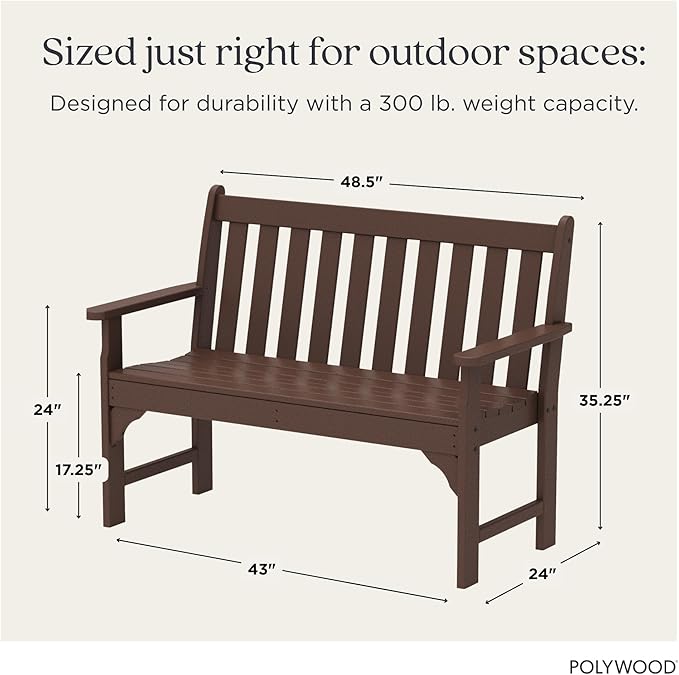 POLYWOOD GNB48MA Vineyard 48" Bench, Mahogany - Photo 4