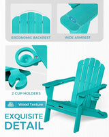 Adirondack Chairs Set of 2, Wood Texture Fire Pit Chairs, Plastic Adirondack Chairs with 2 Cup Holder - Photo 6