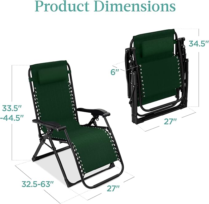 Best Choice Products Oversized Zero Gravity Chair, Folding Outdoor Patio Recliner - Photo 2