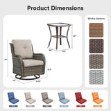 Belord 3 PCS Patio Furniture Set - Mixed Grey Wicker Swivel Rocking Chairs with Side Table, Furniture Set for Outdoor - Photo 9