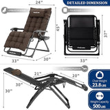 UDPATIO Oversized Zero Gravity Chair, 33In XXL Patio Reclining Chair with Cushion, Outdoor Folding Recliner with Pillows - Photo 3