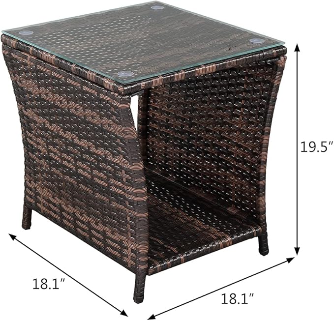 HomVent Patio Wicker Rattan Side Table - Photo 3