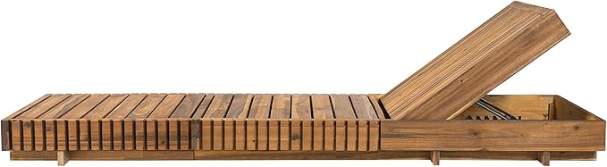 Christopher Knight Home Habers Chaise Lounge Chair Outdoor, Acacia Wood Garden Sun Lounger - Photo 8