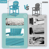 OTSUN Tall Adirondack Chairs Set of 2, HDPE Bar Height Outdoor Chairs, Adirondack Bar Stools for Patio Balcony & Porch - Photo 4