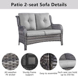 Belord 6 Pieces Patio Furniture Set Outdoor Wicker Furniture, 2 Patio Wicker Chairs with 1 Loveseat Sofa - Photo 3