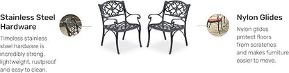 Homestyles Sanibel Black Stationary Cast Aluminum Outdoor Dining Chair, 2 Piece Patio Chairs, Set of 2 Garden Chairs with Armrest & Backrest for Garden Patio Pool Beach Yard, Black