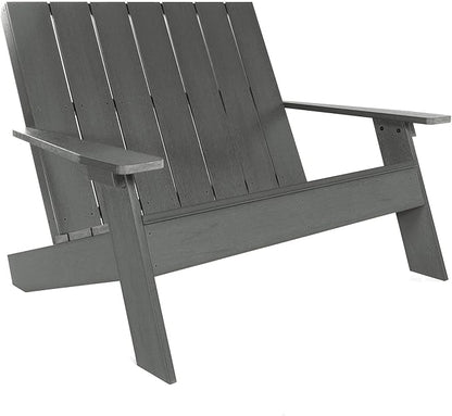 highwood Italica Modern Outdoor Adirondack Loveseat, Coastal Teak