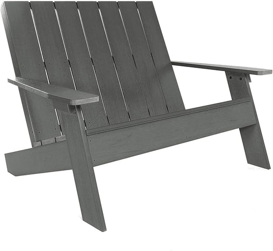 highwood Italica Modern Outdoor Adirondack Loveseat, Coastal Teak