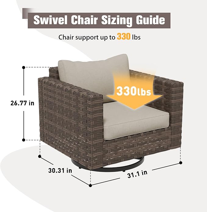 EAGLE PEAK Harbor Haven 4 Piece Wicker Swivel Rocker Patio Furniture Set, Deep Seating Rocking Chairs - Photo 4