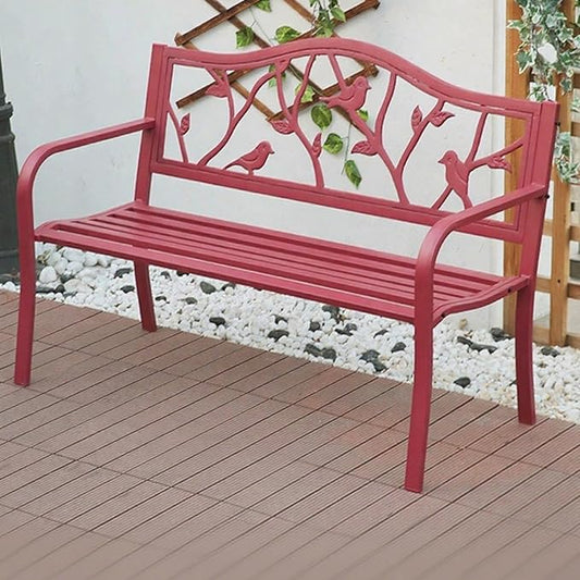 Outdoor Park Bench, Outdoor Metal Garden Bench for Yard Patio Entryway Park Outside, 600 lbs Capacity, Water-Resistant Slatted Seat