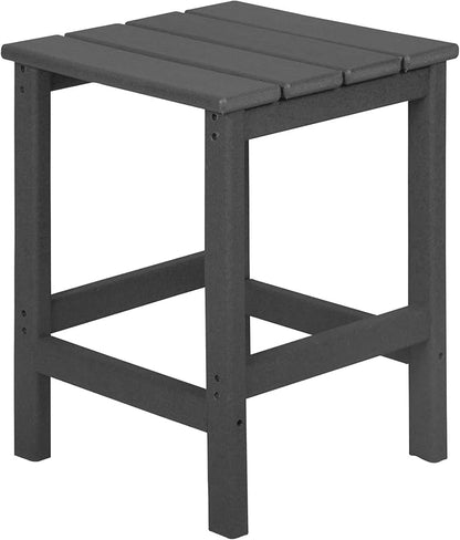 WO Home Furniture 3pc Set - HDPE Poly Adirondack Chair with Ottoman/Footrest and Square Side Table, All Weather and UV Resistant for Outdoor Patio Backyard, Garden, Gray