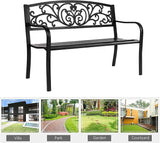 Outdoor Bench, 50" Metal Garden Bench Patio Porch Furniture with Backrest and Armrests, for Balcony, Yard, Garden - Photo 6