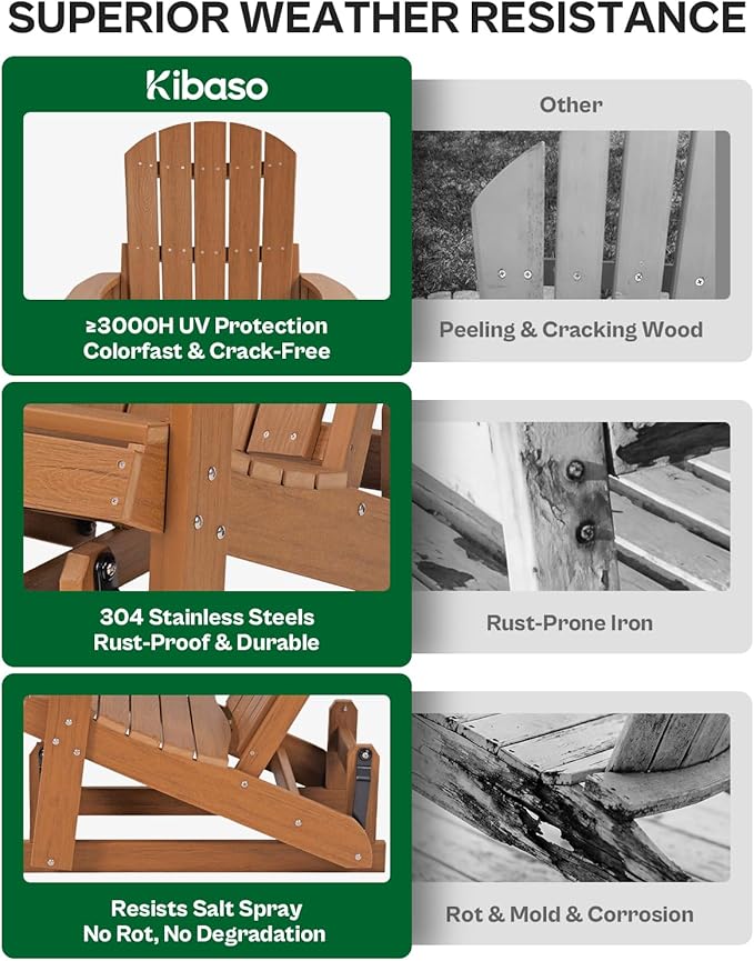 Adirondack Outdoor Side Table & Adjustable Adirondack Chair for Patio, Pool, Porch, Garden, Lawn, and Living Room-Black-Rustic Teak (Rustic Teak, 2 Packs)