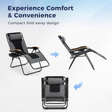MAISON ARTS Oversized XXL Padded Zero Gravity Chair Set of 2, 30" Wide Seat Foldable Patio Recliner - Photo 8