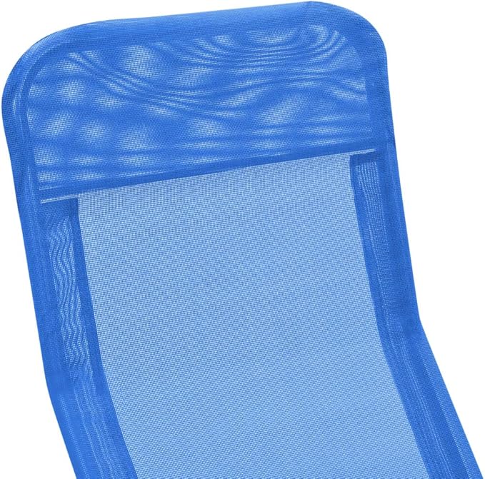 2-Pack Blue Textilene Fold-up Sun Lounger Outdoor Chaise 55.9x23.6x38.2 in Steel Frame Adjustable Recliner for Garden - Photo 7