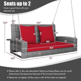 RELAX4LIFE 2-Person Porch Swing Bench - PE Rattan Outdoor Swing Chair with Comfortable Seat & Back Cushions - Photo 3