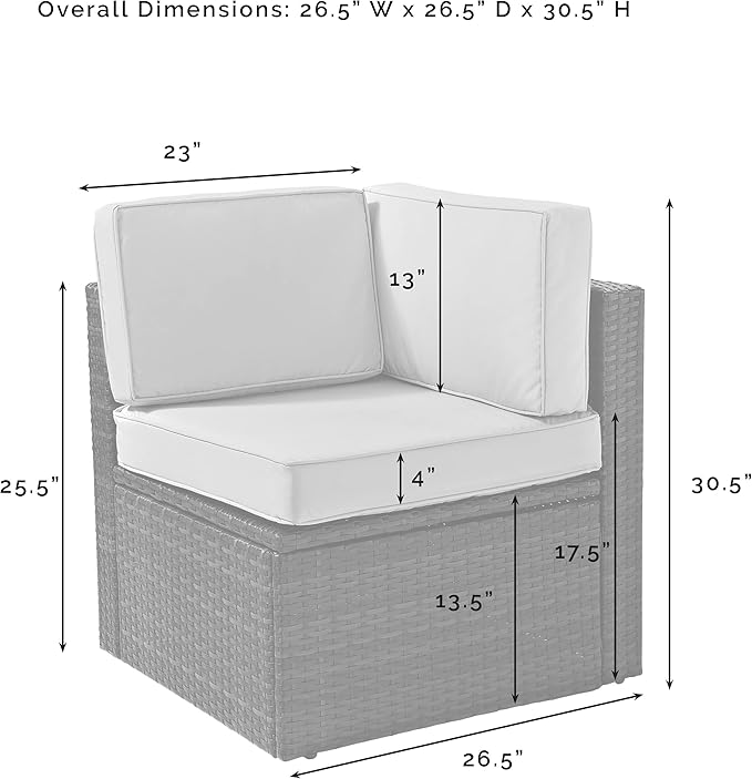 Crosley Furniture Palm Harbor Corner Outdoor Sectional Chair, Wicker Patio Chairs for Porch, Deck, Backyard - Photo 3