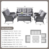 Rilyson Outdoor Patio Furniture Sofa Set - 7 PC Rattan Wicker Patio Sectional Conversation Sets with Sofa, Loveseat - Photo 2