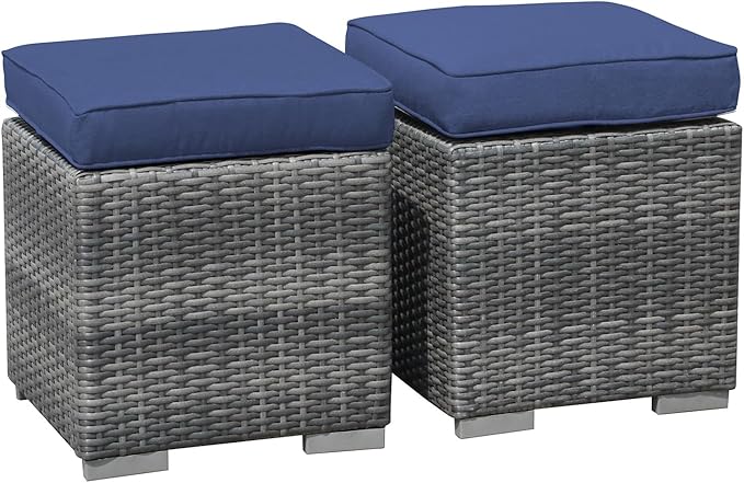 Patiorama 2 Pieces Assembled Outdoor Patio Ottoman - Photo 1