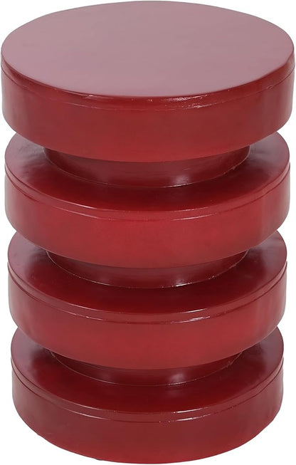 Christopher Knight Home Jeru Lightweight Concrete Round Coffee Table, Indoor and Outdoor Side Table for Living Room, MGO Small Side Table, 3-Tier Design, No Assembly Needed, Red
