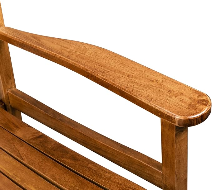 Wooden Rocking Chair Rocker Outdoor Porch Lounge Chair with High Back and Armrest,All Weather Leisure Chair for Backyard,Garden, Balcony,250 lbs Support,Mecedora De Exterior,Original Color 1 Pcs