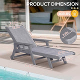 Outdoor Chaise Lounge Set of 2, 5-Position Adjustable Patio Chair with Wheels & Cup Holder - Photo 3